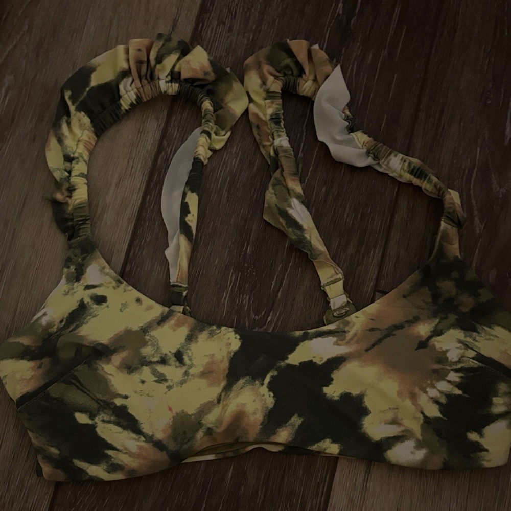 Aerie Tie-Dye Bikini Top - Green and Yellow